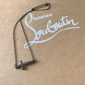 Rustic Jewel Black Cross Necklace